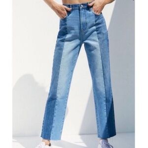 PACSUN | Two-Tone Color-block High Ride Straight Leg Jeans